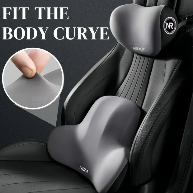 Car Neck Pillow Memory Foam Protective Lumbar Support Backrest Relieves Pressure Breathable Car Headrest Pillow Car Assesories