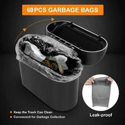 1Pcs Leak-proof Mini Car Trash Can with Lid Small Car Accessories Includes 60 (300) Garbage Bags for Vehicle Interior
