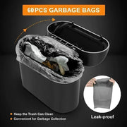1Pcs Leak-proof Mini Car Trash Can with Lid Small Car Accessories Includes 60 (300) Garbage Bags for Vehicle Interior