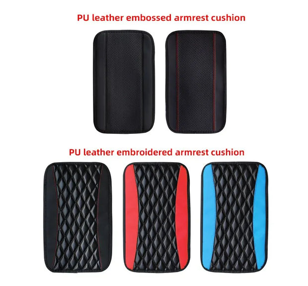 Car Armrest Cover Mat Universal PU Leather Ethnic Style Print Waterproof Non Slip Storage Box Pad Auto Styling Interior Accessor