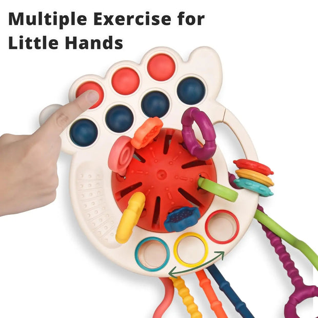 Baby Sensory Teething Toy Infant Montessori Chew Training Kids Pull String Activity Toy for Toddlers Push and Pull Toys