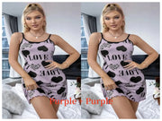 Summer New Women's Nightgown Beauty Back Thin Section Of Home Wear Sexy Halter Short Skirt Love Cartoon Cute Printing Pajamas