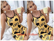 Summer New Women's Nightgown Beauty Back Thin Section Of Home Wear Sexy Halter Short Skirt Love Cartoon Cute Printing Pajamas