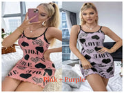 Summer New Women's Nightgown Beauty Back Thin Section Of Home Wear Sexy Halter Short Skirt Love Cartoon Cute Printing Pajamas