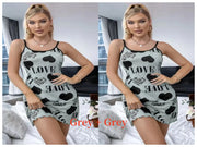 Summer New Women's Nightgown Beauty Back Thin Section Of Home Wear Sexy Halter Short Skirt Love Cartoon Cute Printing Pajamas