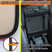 Car Armrest Cover Mat Universal PU Leather Ethnic Style Print Waterproof Non Slip Storage Box Pad Auto Styling Interior Accessor