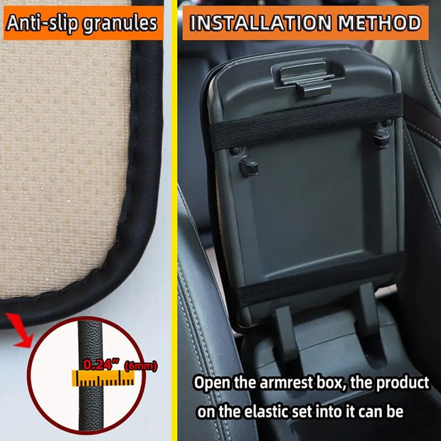 Car Armrest Cover Mat Universal PU Leather Ethnic Style Print Waterproof Non Slip Storage Box Pad Auto Styling Interior Accessor