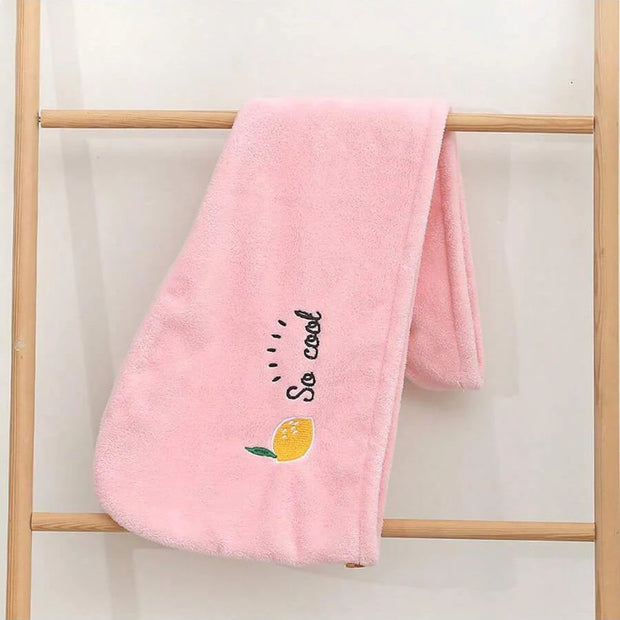 1Pc Embroidery Style Hair Drying Cap, Coral Fleece Thickened Hair Towel for Bathroom, Women's Absorbent Quick Drying Shower Cap,