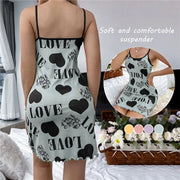 Summer New Women's Nightgown Beauty Back Thin Section Of Home Wear Sexy Halter Short Skirt Love Cartoon Cute Printing Pajamas