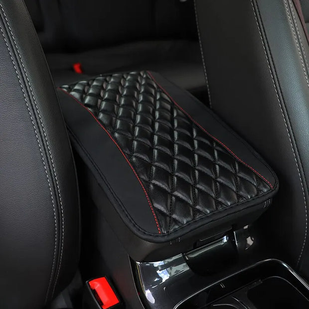 Car Armrest Cover Mat Universal PU Leather Ethnic Style Print Waterproof Non Slip Storage Box Pad Auto Styling Interior Accessor