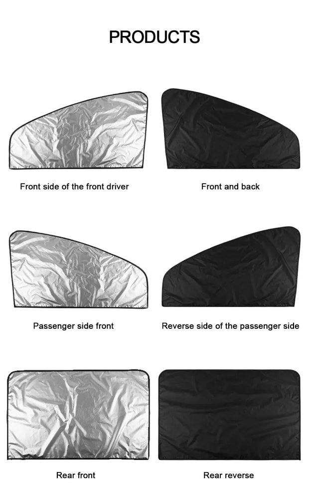 SEAMETAL 2Pcs Car Side Window Sun Shade Curtain Summer Sun Protection Sunshade Cover UV Reflective Magnetic Car Privacy Curtains