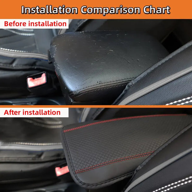 Car Armrest Cover Mat Universal PU Leather Ethnic Style Print Waterproof Non Slip Storage Box Pad Auto Styling Interior Accessor