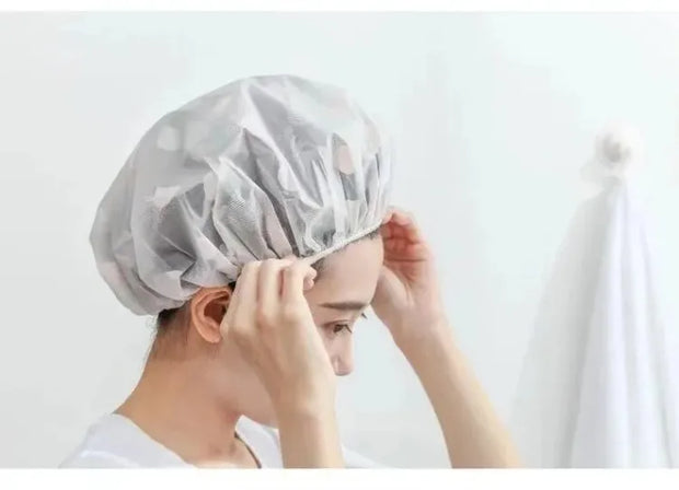 5pcs Waterproof Shower Cap WOMEN'S Household Bathing Anti-oil Smoke Hair Care Shower Cap Dry Hair Cap