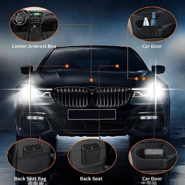 1Pcs Leak-proof Mini Car Trash Can with Lid Small Car Accessories Includes 60 (300) Garbage Bags for Vehicle Interior