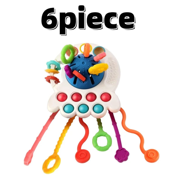 Baby Sensory Teething Toy Infant Montessori Chew Training Kids Pull String Activity Toy for Toddlers Push and Pull Toys