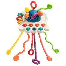 Baby Sensory Teething Toy Infant Montessori Chew Training Kids Pull String Activity Toy for Toddlers Push and Pull Toys