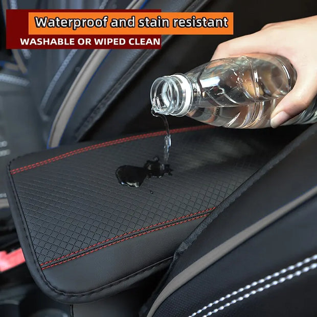 Car Armrest Cover Mat Universal PU Leather Ethnic Style Print Waterproof Non Slip Storage Box Pad Auto Styling Interior Accessor