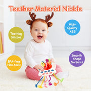Baby Sensory Teething Toy Infant Montessori Chew Training Kids Pull String Activity Toy for Toddlers Push and Pull Toys